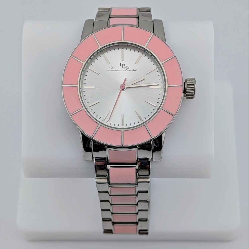 Lucien Piccard Burgos 12925 Sapphitek Crystal Pink Ceramic Women's Watch 40mm 8"